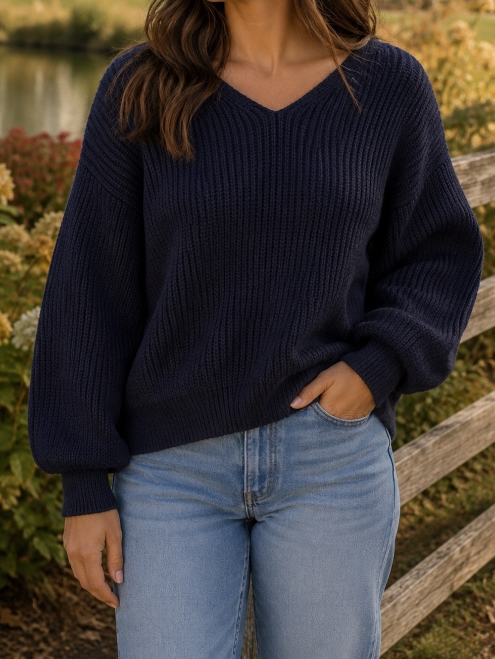 Madewell Sweater Size Small Wool blend Navy Blue Oversized